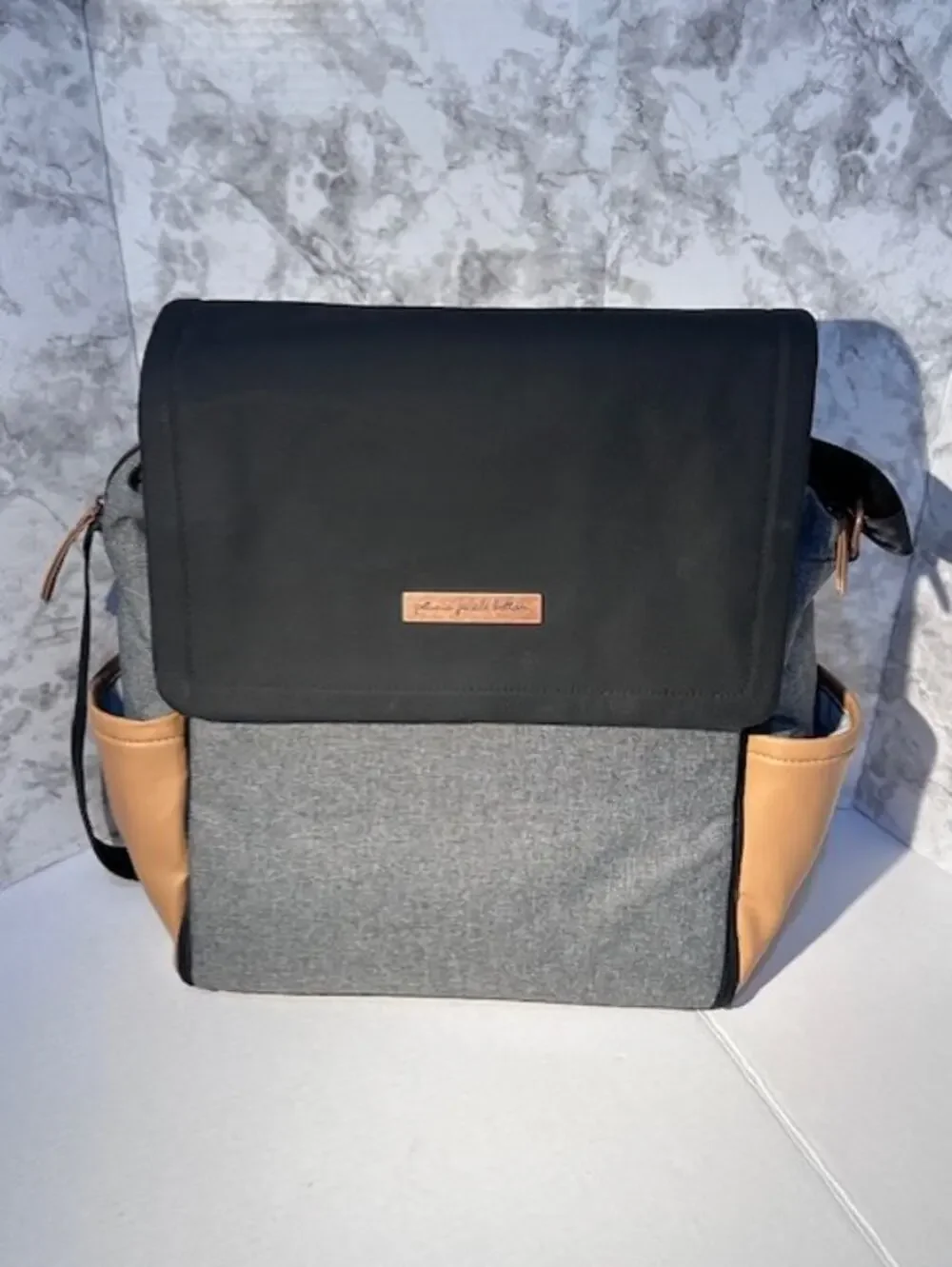 Petunia Pickle Bottom Boxy Diaper Bag Black Gray Caramel Backpack Messenger